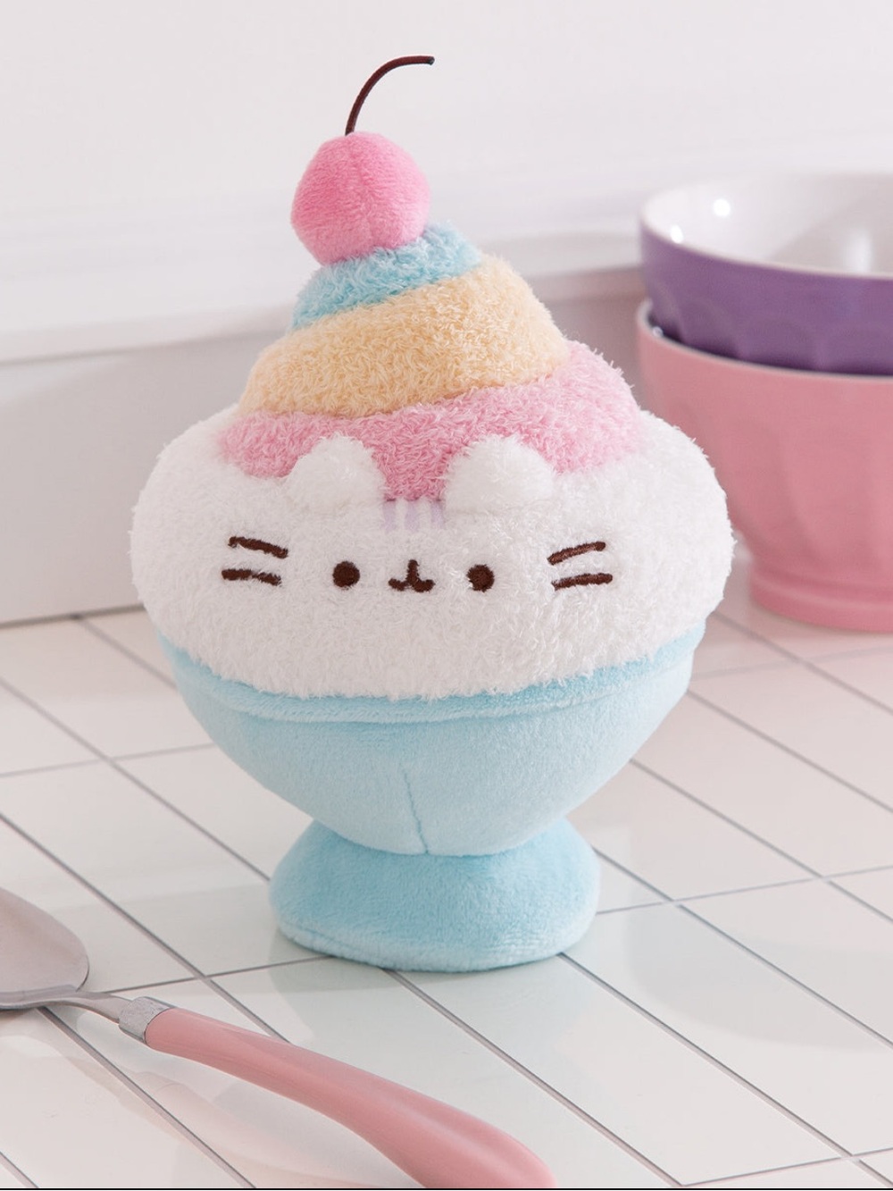 Pusheen Shaved Ice Plush Sundae Cat Toy in Pastel Pink, Blue, Cream, Brand New!!